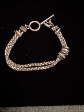 Silver Braided Toggle Bracelet